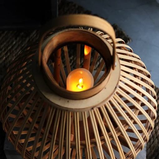 Decorative Handmade Bamboo Woven Wind Lantern Candle ; Bachat.pk