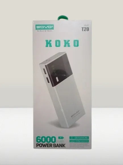 Original SOVO kokoT20 6000mAh Power Bank\Bachat.pk