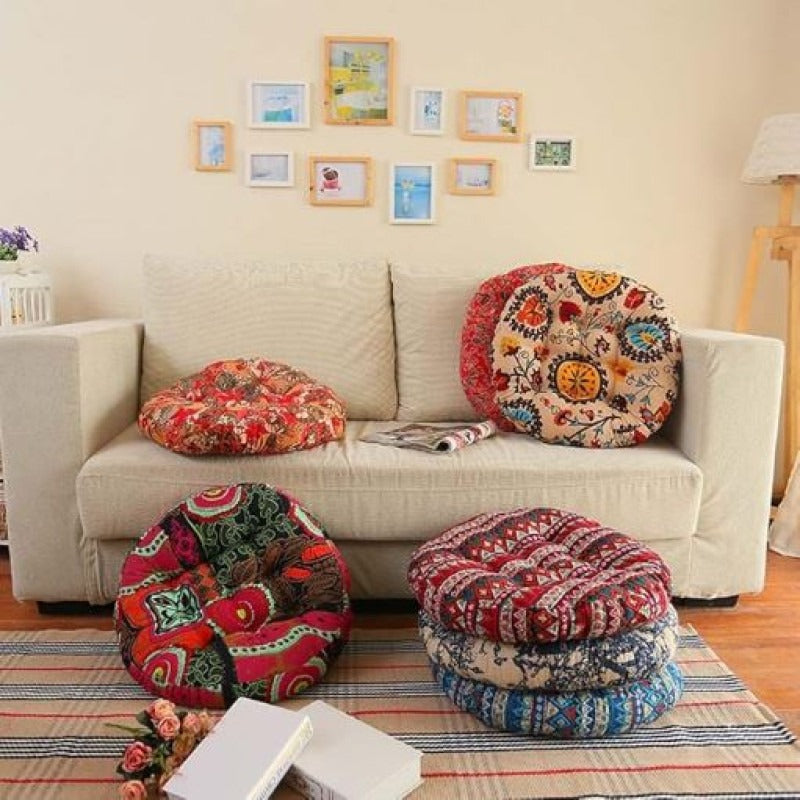 Round Floor Cushion Pillow - 100% Polyester Thickened Mat for Meditation ; Bachat.pk