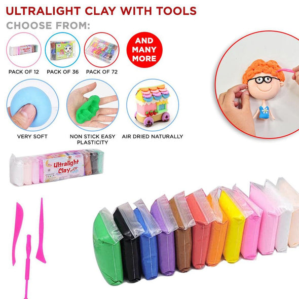 Pack Of 12 - Polymer Light Clay Slime Play dough For Kids|Bachat.pk