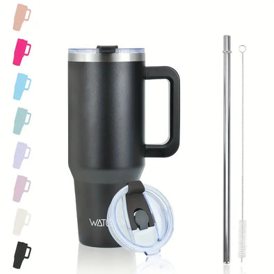 WATERSY 30oz/40oz Stainless Steel Travel Mug with Straw Lid & Handle | Bachat.pk