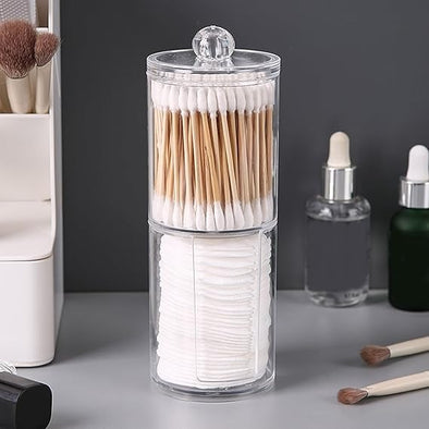 ZHDOKA 2 Layer Round Cotton Swab Organizer |Bachat.pk