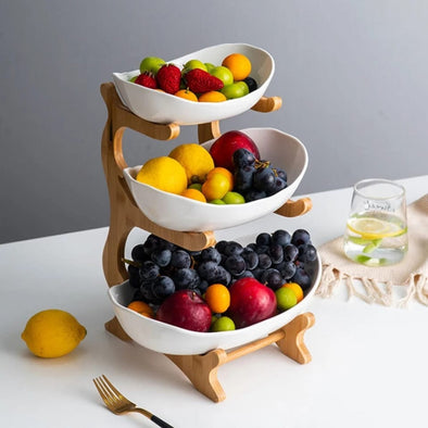 Three Layer European Style Fruit Tray, Creative Colorful Glass Plate | Bachat.pk
