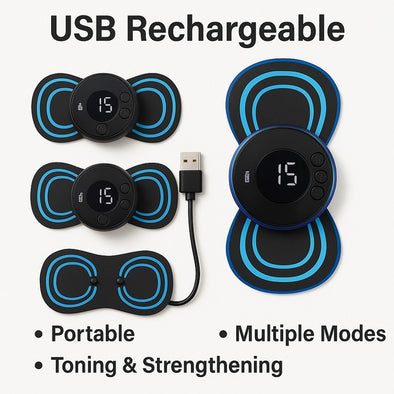 USB Rechargeable Smart Muscle Stimulator – Portable EMS Massager for Pain Relief & Body Toning l Bachat.pk