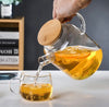 Transparent Glass Teapot With Bamboo Lid, Heat Resistant Large Capacity Teapot, Classic Tea Kettle For Coffee Tea | Bachat.pk