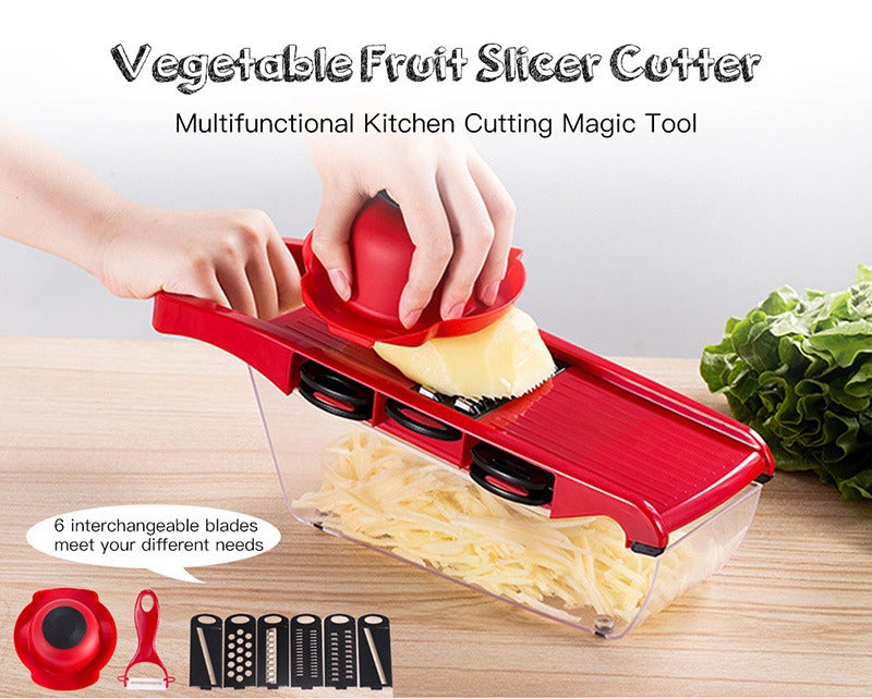 6 in 1 Vegetable Chopper Mandoline Slicer For Fruits & Vegetables - Free Delivery