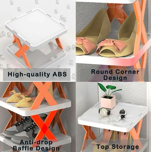 Foldable Plastic Shoe Rack Organizer X Type