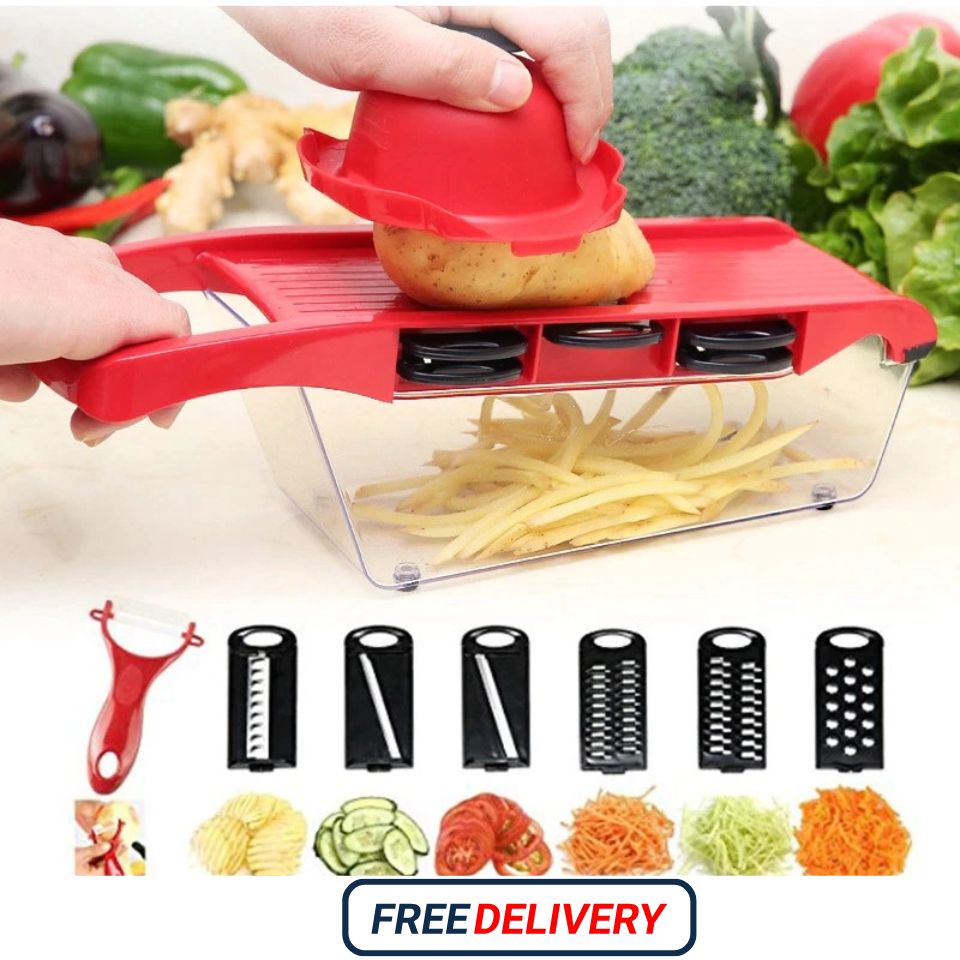 6 in 1 Vegetable Chopper Mandoline Slicer For Fruits & Vegetables - Free Delivery