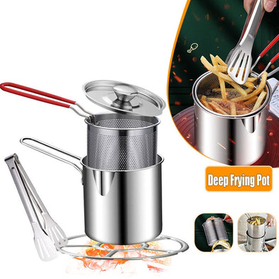 Stainless Steel Deep Fryer Pot Japanese Tempura Small Deep Frying Pan | Bachat.pk