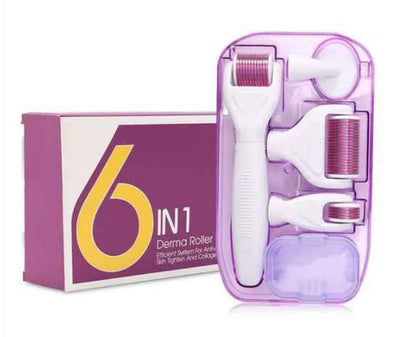 6 in 1 Derma Roller Kit for Face, Beard, Hair Growth & Skin Rejuvenation | Bachat.pk