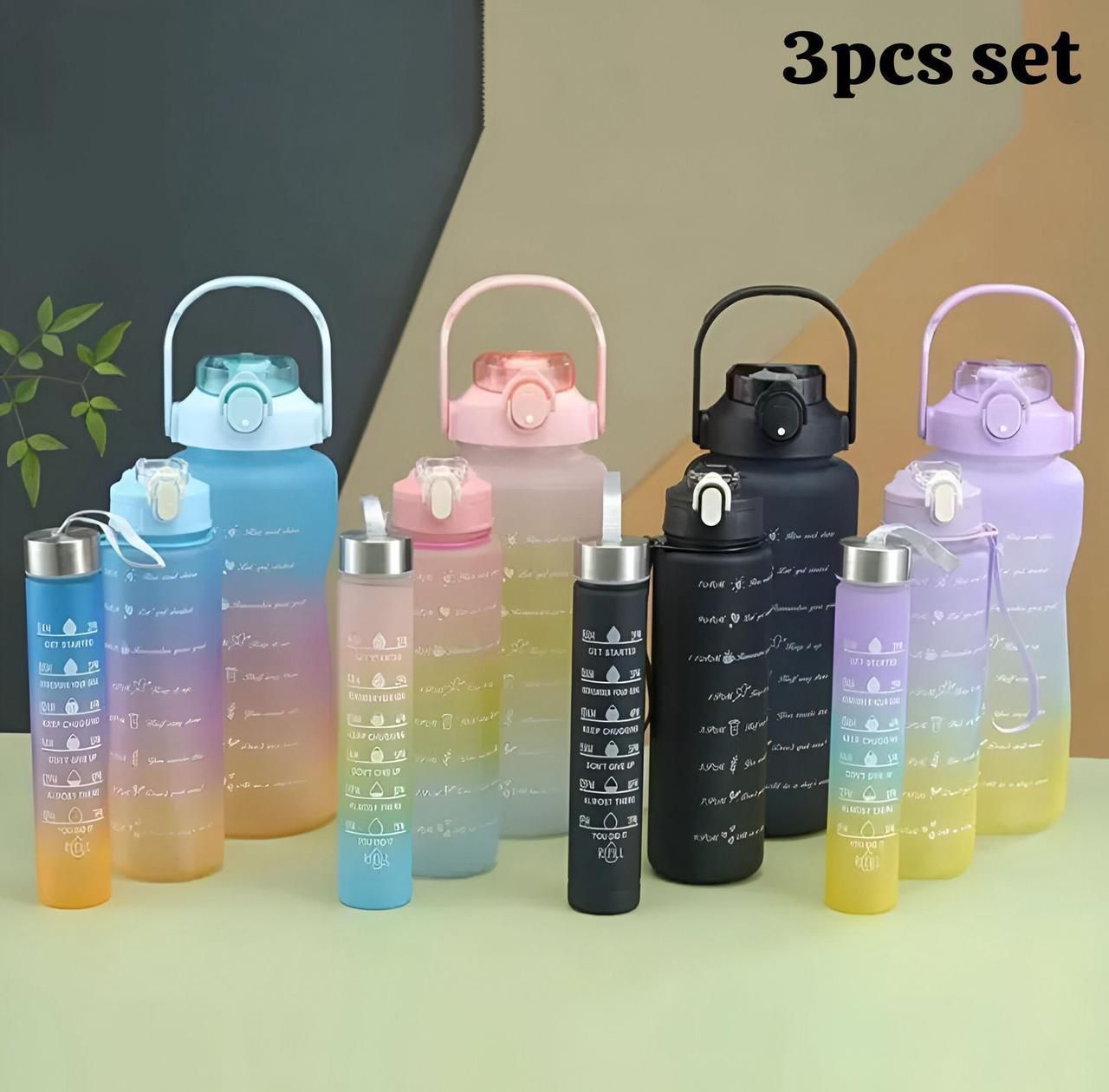 Pack of 3 High-Quality Durable Plastic Water Bottles