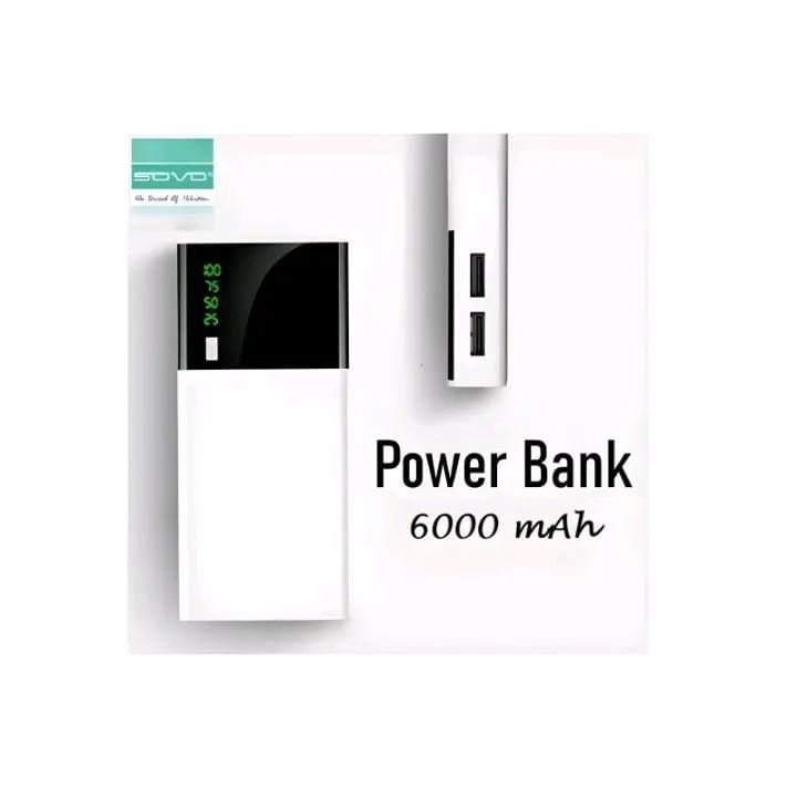 Sovo T20 6000mAh Portable Charger Power Bank With LED Flashing