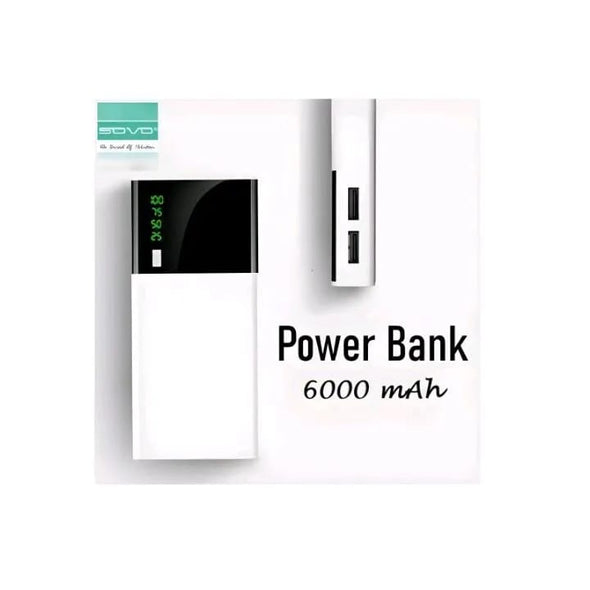 Sovo T20 6000mAh Portable Charger Power Bank With LED Flashing