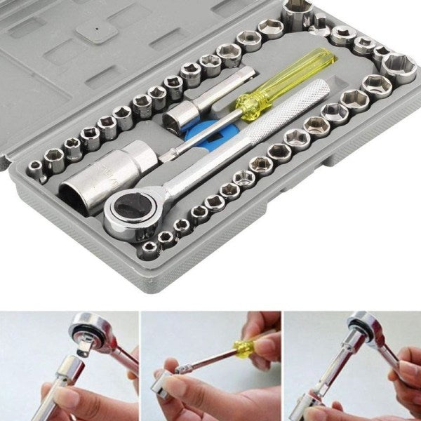 New Aiwa Tool kit Combination Socket Ratchet Wrench And etc