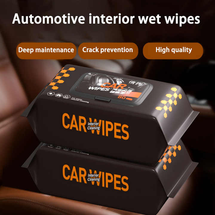 80pcs Multi-Purpose Car Interior Cleaning Wipes, Faux & Plastic Seat Protector