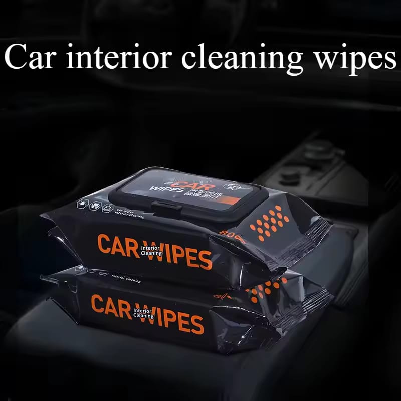 80pcs Multi-Purpose Car Interior Cleaning Wipes, Faux & Plastic Seat Protector