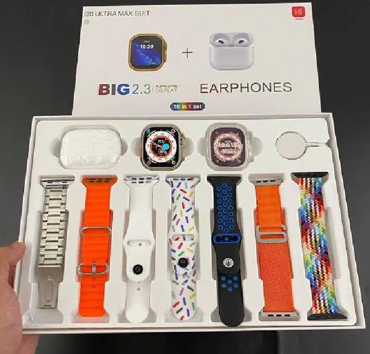 i20 Ultra 2 Smart Watch - max suit 7 in 1 set with earbuds
