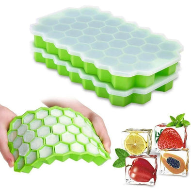 1 Ice Tray Easy Push Pop Out Square Silicon Ice Cubes Tray Honeycomb | Bachat.pk
