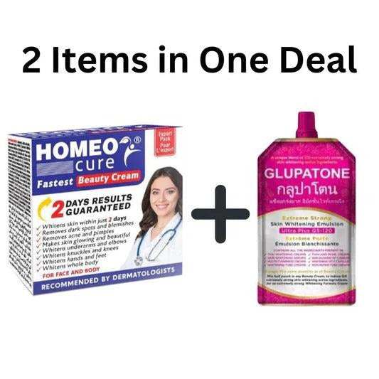 Sale 2 in 1 GLUPATONE Whitening Emulsion With Homeo Cure Cream
