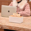 Minimalist Tissue Box with Wooden Lid – Modern Desktop Organizer | bachat.pk