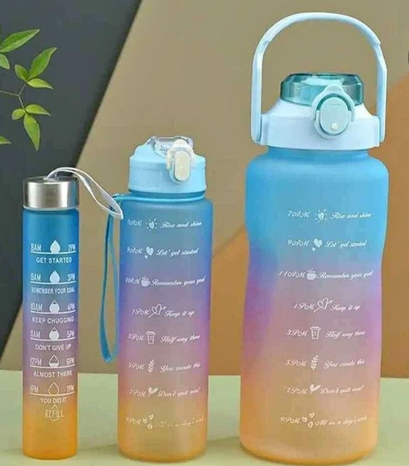 Pack of 3 High-Quality Durable Plastic Water Bottles
