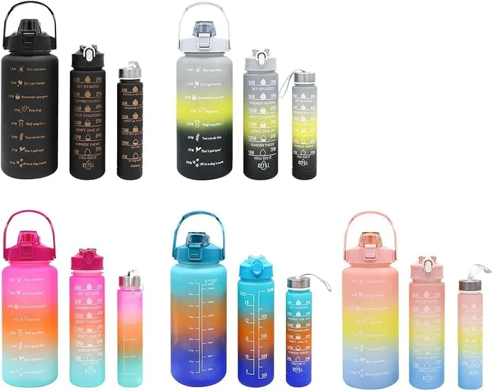 Pack of 3 High-Quality Durable Plastic Water Bottles