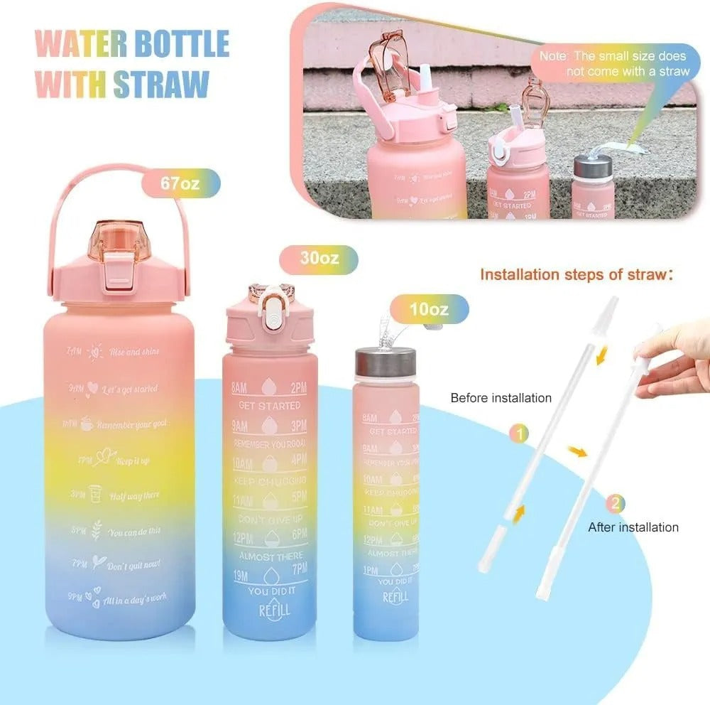 Pack of 3 High-Quality Durable Plastic Water Bottles