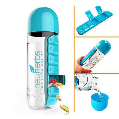 Pill Vitamin Organizer Water Bottle | Bachat.pk