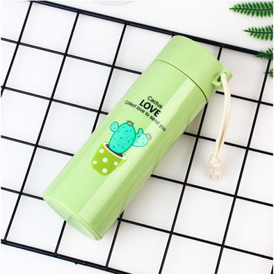 Glass Water Bottle, Cactus Design Water Bottle, BPA Free and Reusable | Bachat.pk