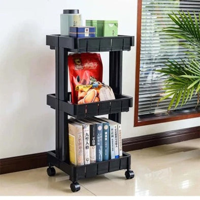3 Tier Trolley Black | Bachat.pk